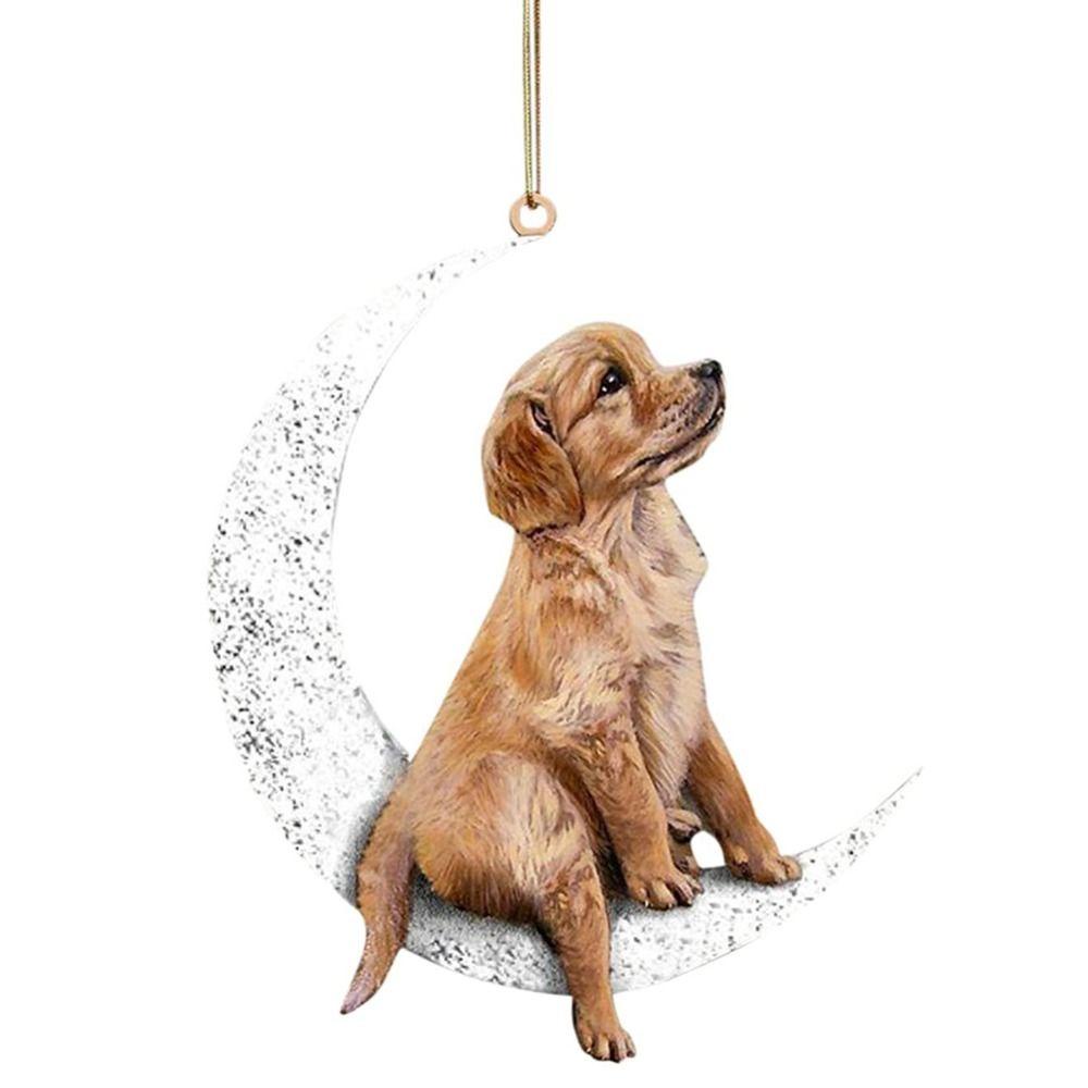 1 Móc Khóa Acrylic Hình Chú Chó Teddy Đang Ngồi Trên Mặt Trăng 2D VANES1