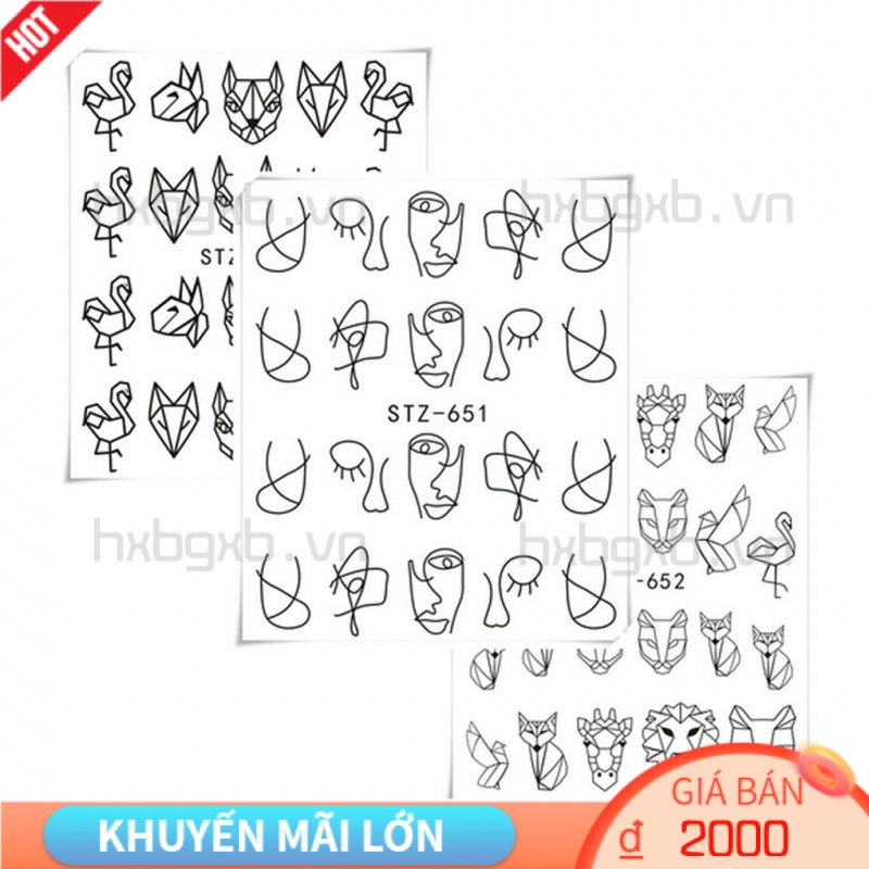 (Hàng Mới Về) Miếng Dán Trang Trí Móng Tay Họa Tiết Động Vật Hoạt Hình Dễ Thương