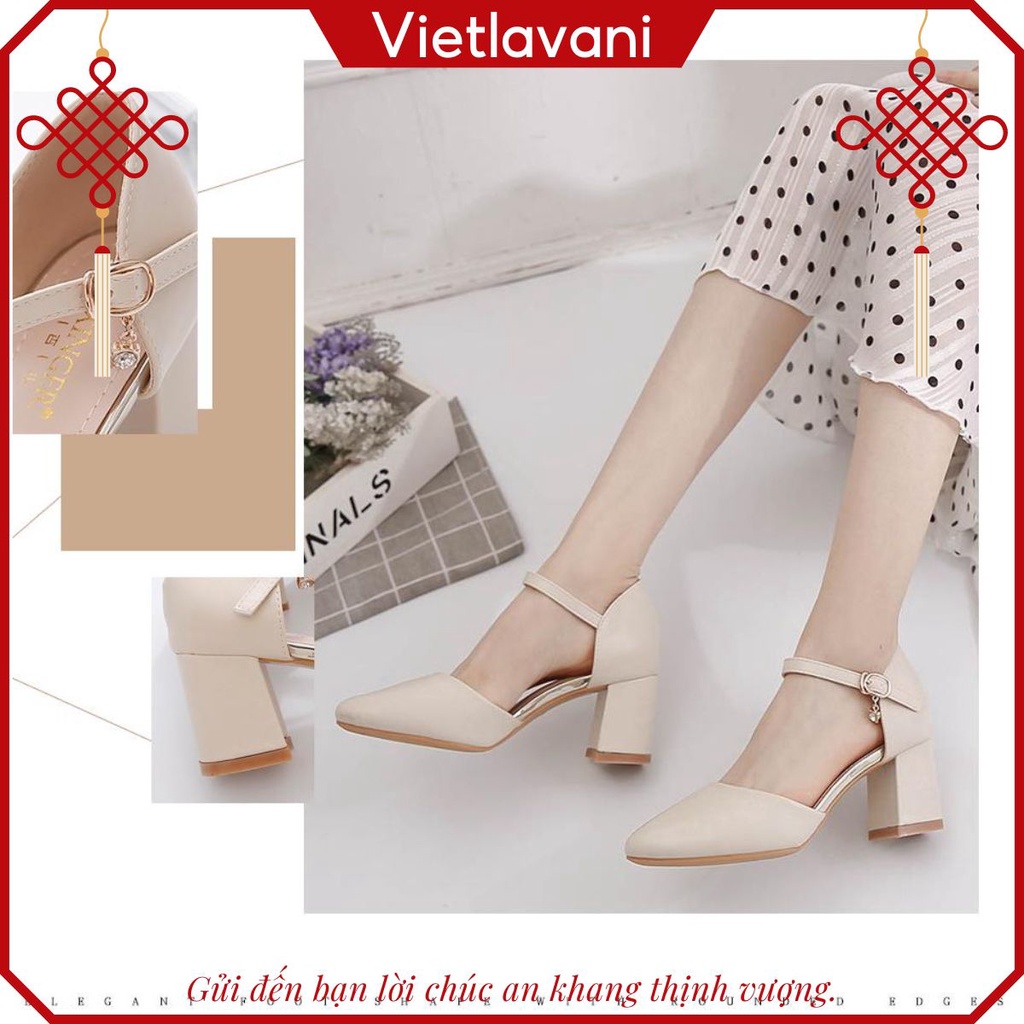Giày cao gót nữ TVC16 đế vuông siêu tôn dáng 5cm