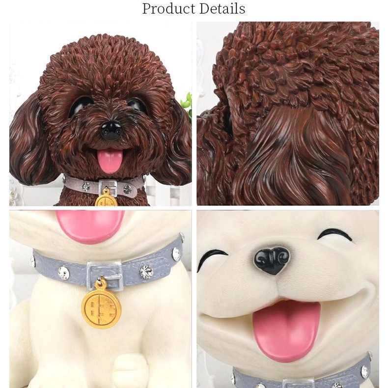 Ống Heo Tiết Kiệm Bằng Nhựa Resin Không Vỡ Hình Chú Chó Teddy Hoạt Hình Dễ Thương Dành Cho Trẻ Em