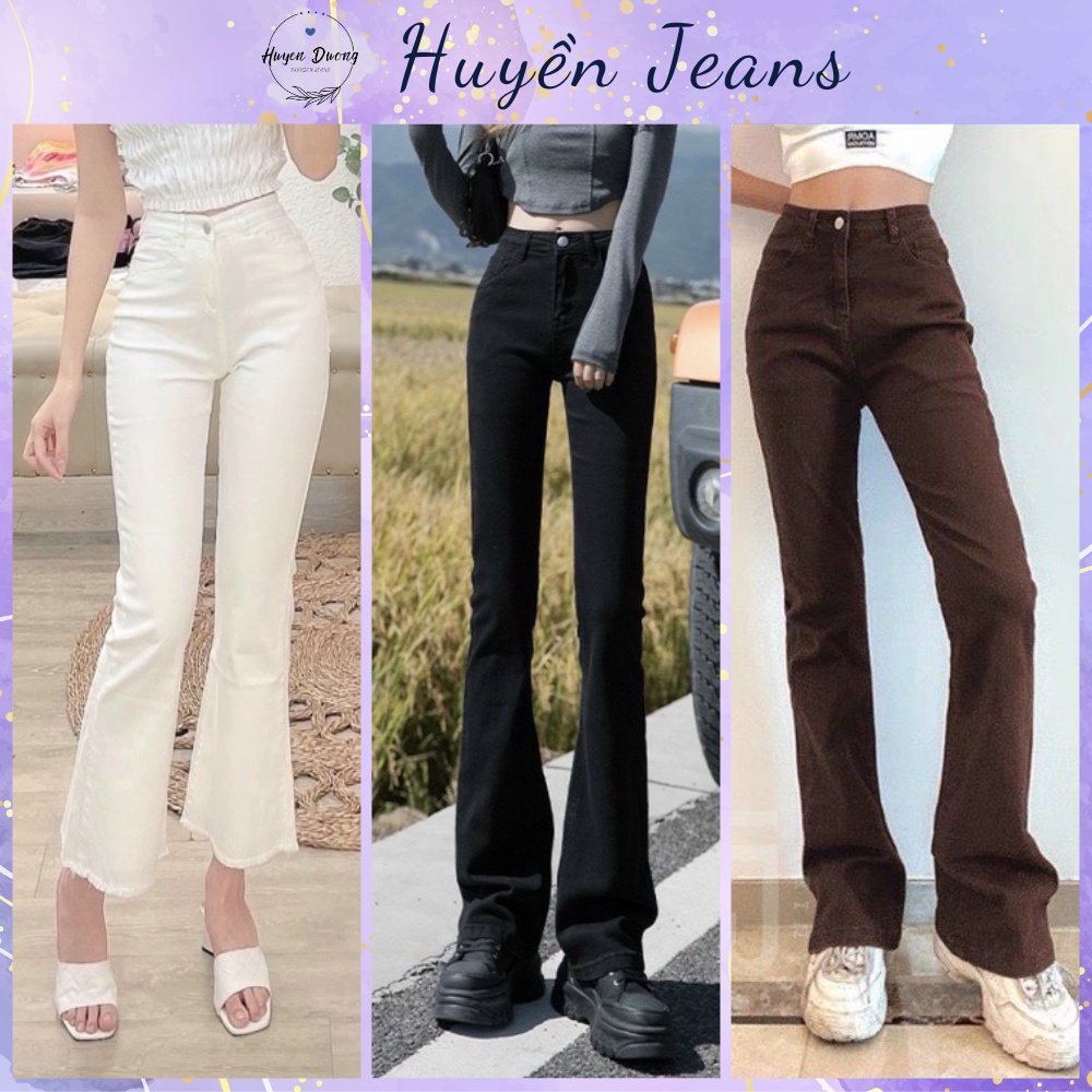 Quần jeans ống loe - Quần bò ống loe lưng cao tôn dáng co giãn 4 chiều, đường may tỉ mỉ chắc chắn