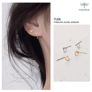Khuyên tai bạc TLEE tim rỗng dáng cài basic TLEE JEWELRY B0165