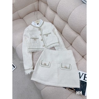 Set dạ chạy viền cổ tàu