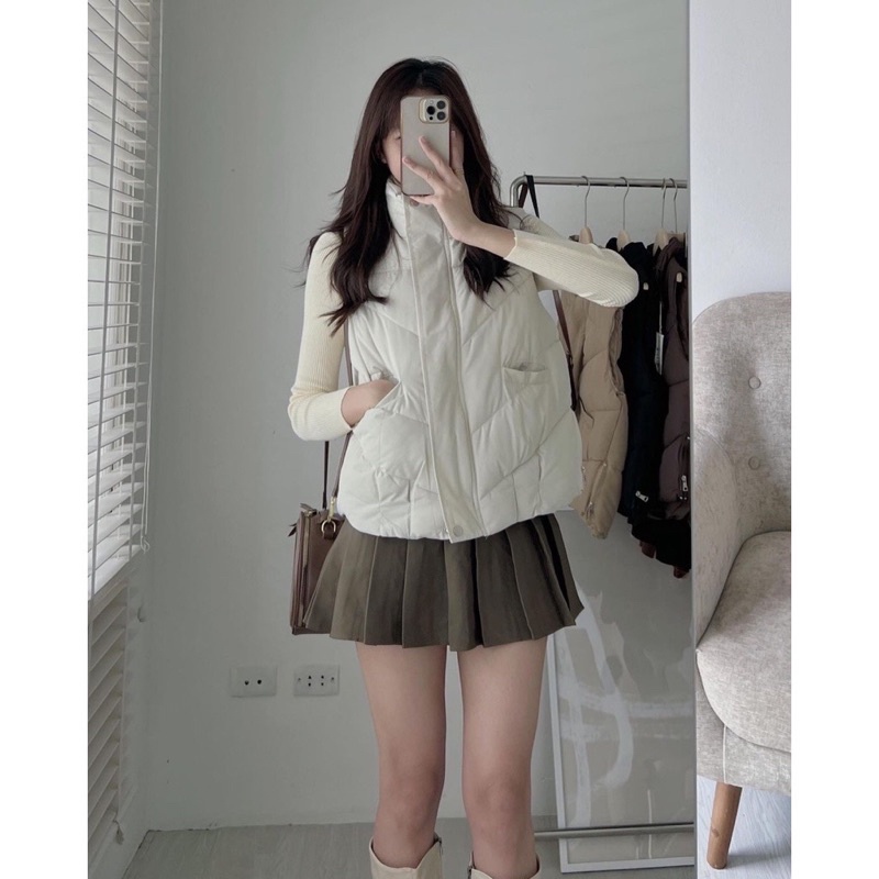 Áo ghile phao nữ mùa đông dày dặn siêu nhẹ quảng châu 4 màu