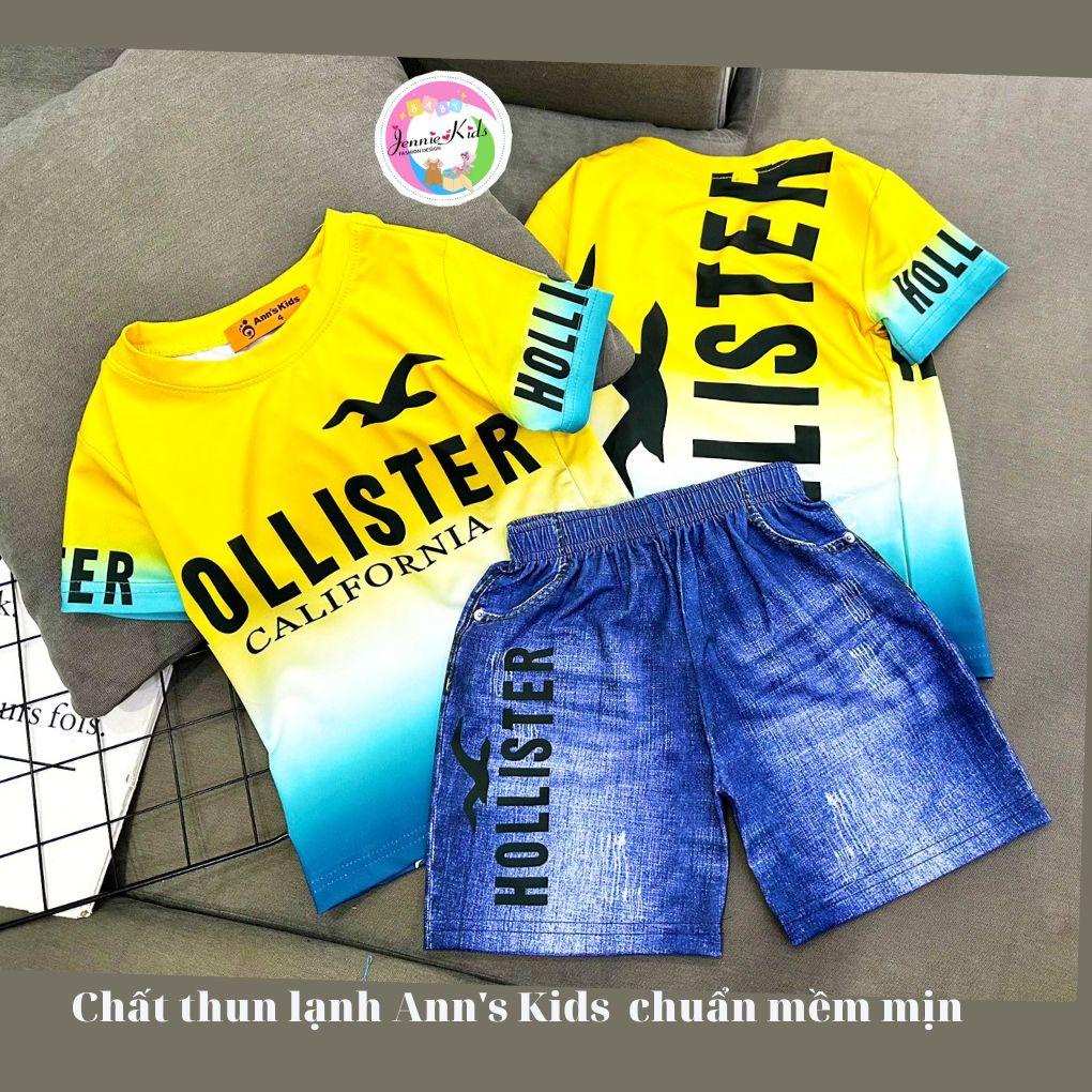[11-22kg] Đồ bộ bé trai thun lạnh quần giả jean phối áo thể thao Jennie kids J528