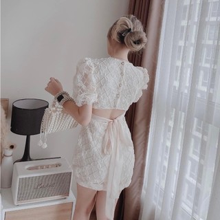 Đầm dự tiệc , dạo phố cột nơ hở lưng D0670