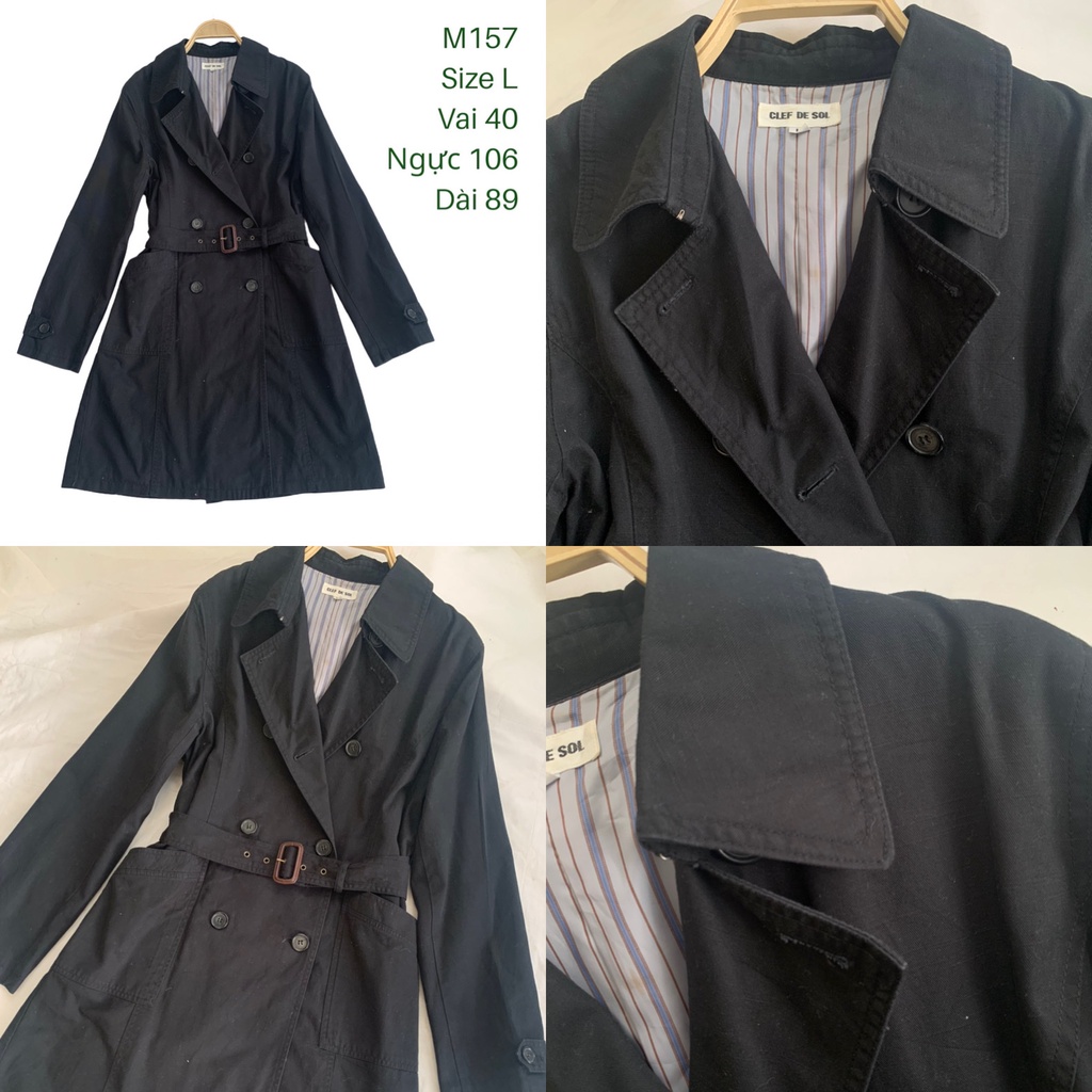 Áo khoác măng tô, trench coat M157 dáng dài full nút cùng dây đai 2 lớp dày dặn 2hand Hàn si tuyển ảnh thật