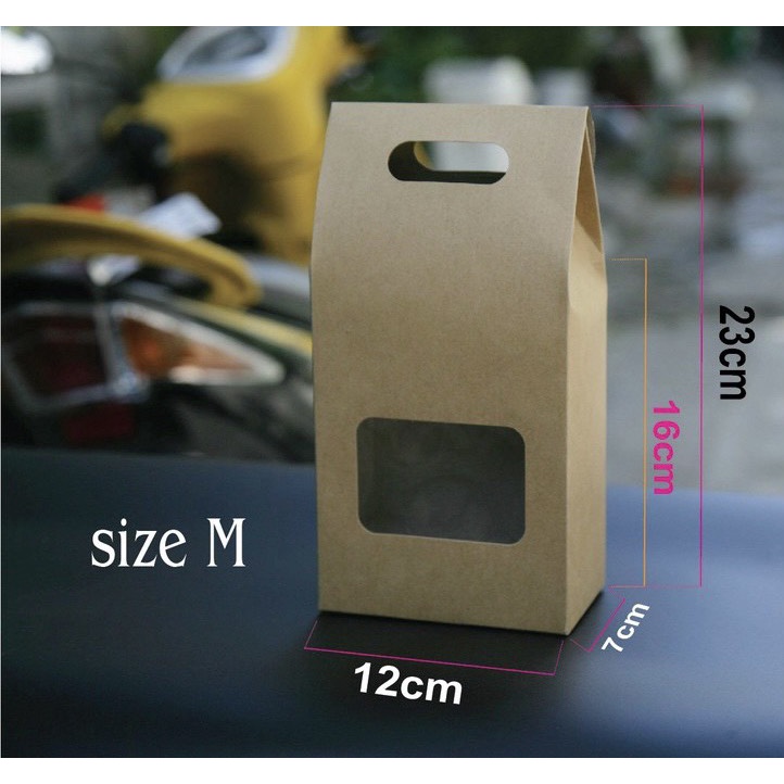 (10 cái | PL-M) Hộp Giấy Kraft đựng quà, thực phẩm các loại hạt size M