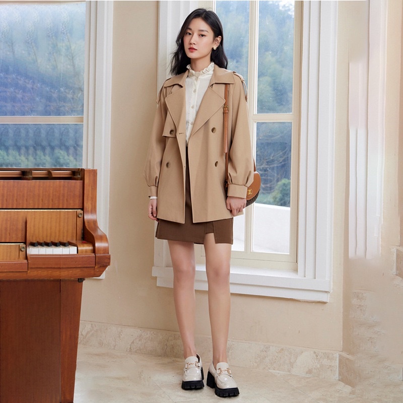 Áo khoác Trench coat Hàn Quốc vải dày tay bo 2 lớp