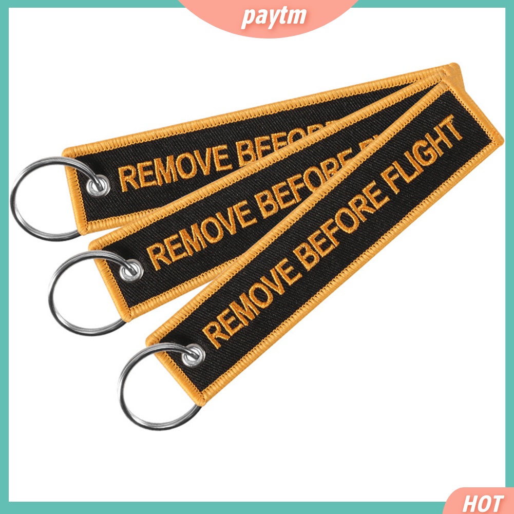 (PTM) Móc khóa thêu chữ Remove Before Flight