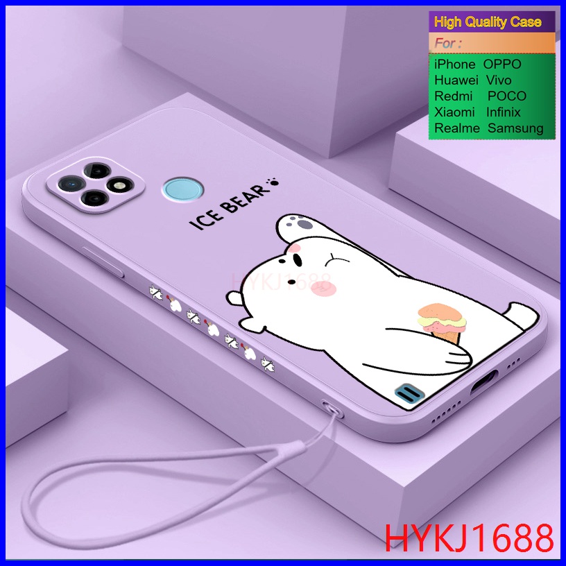 Ốp lưng Realme C21Y ốp lưng Realme C25Y Ốp Điện Thoại tpu Silicon Hình Gấu Và Mũ Cho Realme C21Y C25Y HBX