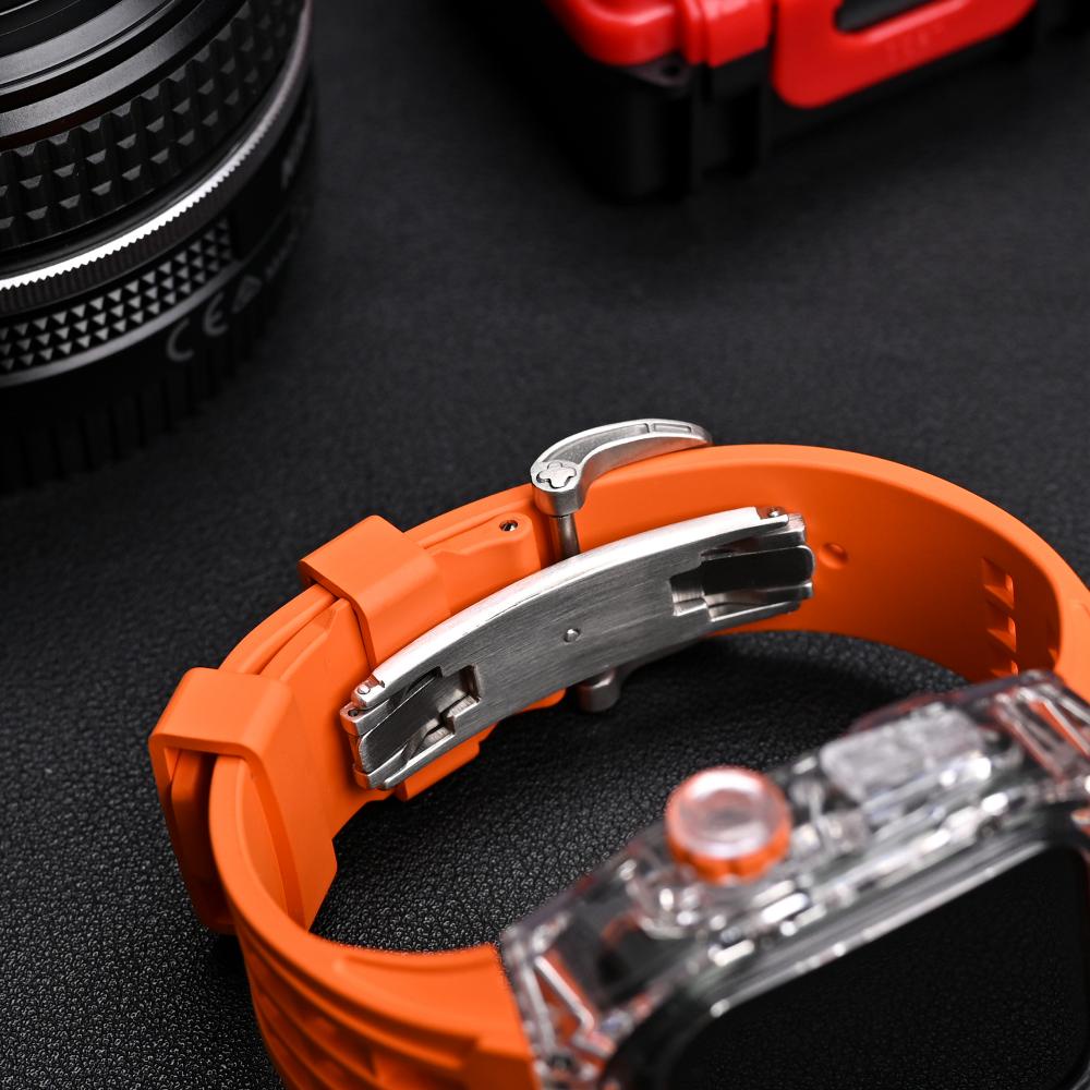 Set vỏ bọc trong suốt và dây đeo đồng hồ thông minh JANSIN silicone thích hợp cho iWatch Series Ultra 8 SE 7 6 5 44mm 45mm 49mm