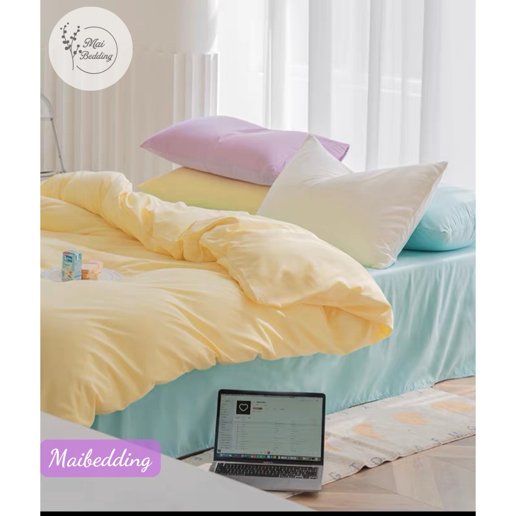 Bộ Chăn Ga Gối Cotton Tici Mix Màu Nhẹ Nhàng Maibeding