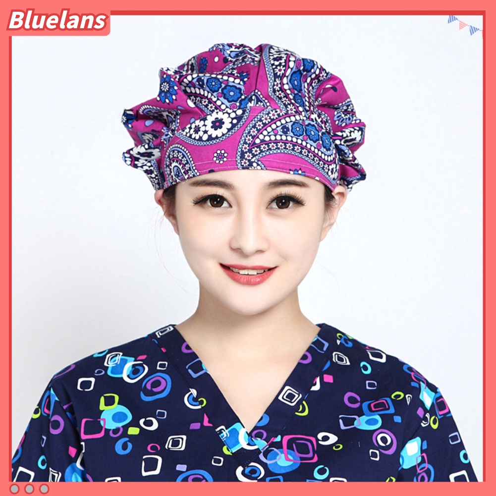 [BL] Mũ Đầu Bếp In Hoa Chống Bụi Có Thể Điều Chỉnh Kích Cỡ