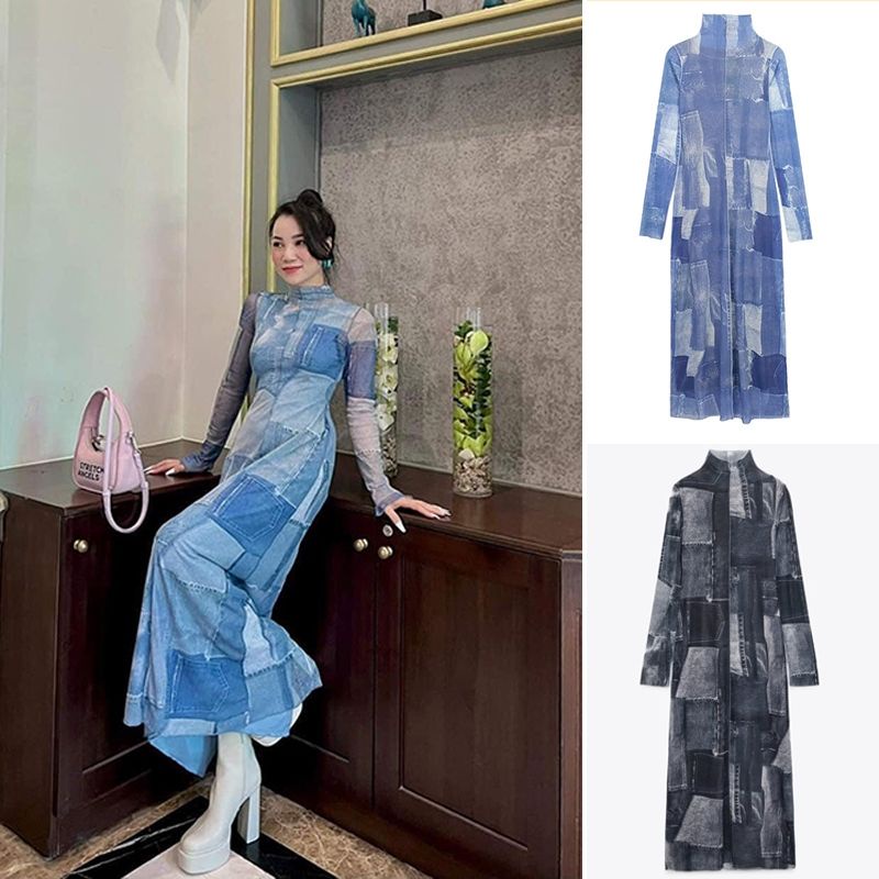 ĐẦM ÔM DÀI VOAN LƯỚI 2 LỚP ZARA XUẤT XỊN