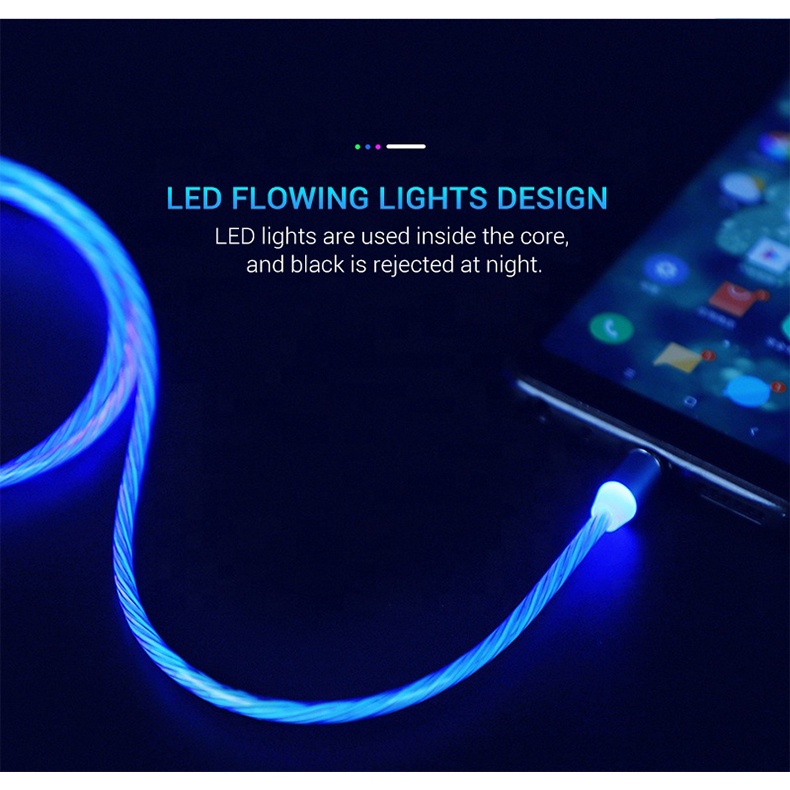 Dây cáp sạc nhanh có đèn LED 2.4A cổng Micro USB Type C