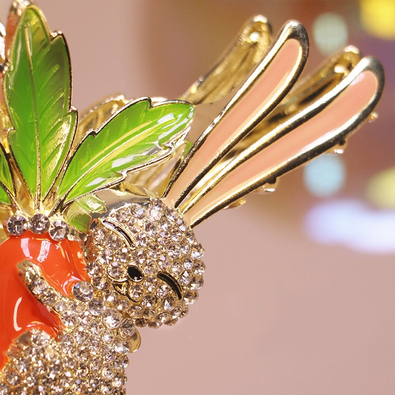 Kẹp Tóc Tua Rua Hình Thỏ Đính Đá Mừng Năm Mới Cho Bé Gái