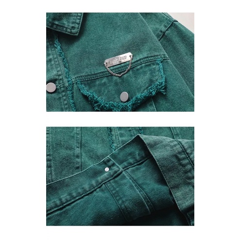 Áo Khoác Jeans Nam Nữ From Rộng Màu Xanh Lá Đậm Hình Thêu Nổi ,Áo Bò Thời Trang Unisex Phong Cách Trẻ Trung