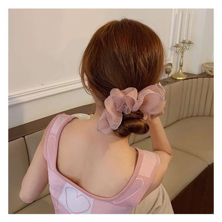 Cột tóc Srunchies trơn có viền size lớn 18cm đồ buộc tóc xinh Jennie Accessories SV01