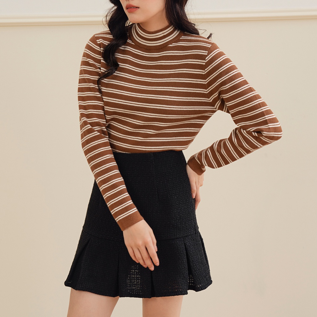 BLEUBIRD Áo len dệt kim kẻ ngang Wally Knittop