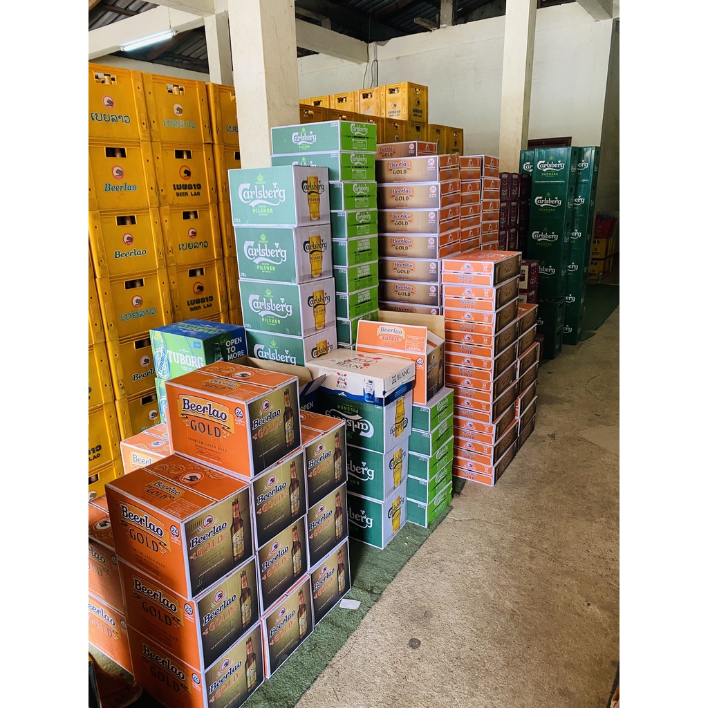 Bia Lào gold lager , 5% uống đầm, êm dịu, 1 thùng 24 lon 330ml