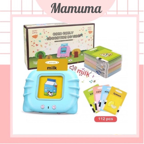 Máy đọc thẻ từ vựng flashcard song ngữ Anh Việt 112 thẻ 224 từ vựng cho bé học tiếng Anh, không sóng điện tử - Mamuma