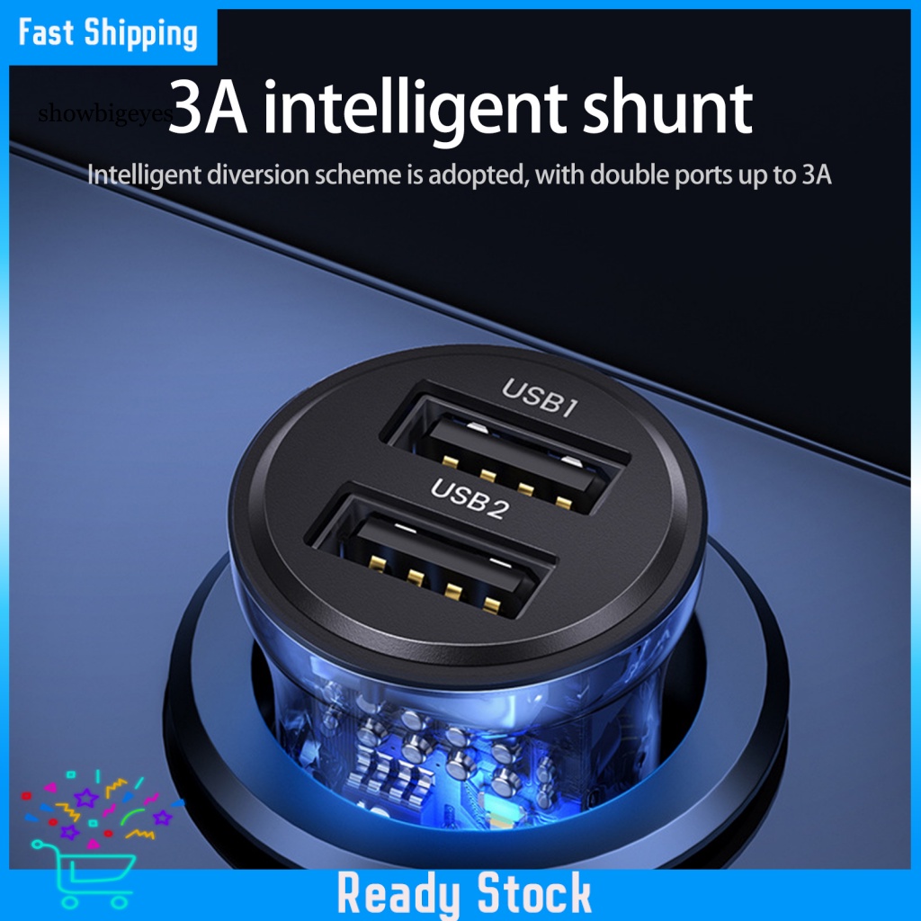 Cục Sạc Điện Thoại Trên Xe Hơi 2 Cổng USB Siêu Nhẹ