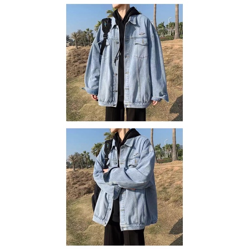 Áo Khoác Jeans Nam Nữ Denim Jacket Hàn Quốc Màu Xanh và Xanh Đen (hình thêu nổi) From Rộng Thời Trang Unisex