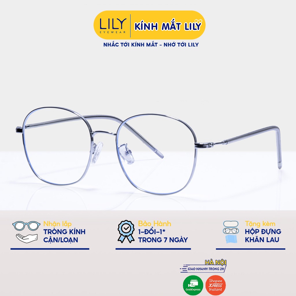 Gọng kính cận kim loại mắt tròn Lilyeyewear 29185 nhiều màu một size
