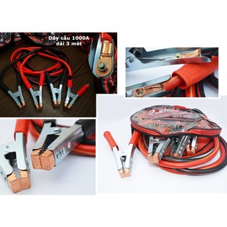 Bộ 2 Dây Cáp Kích Điện & Câu Bình Ắc Quy, Kẹp Cá Sấu Lõi Đồng - Rất Cần Thiết Cho Ôtô, Xe Hơi Chết Máy (Dài 3 MÉT)