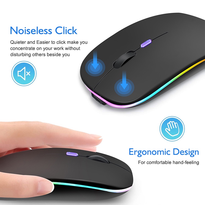 Chuột không dây Bluetooth A2 ,Chuột Máy Tính Không Dây,Dùng Pin Sạc,Click Không Gây Tiếng Ồn,Khoảng Cách Tín Hiệu 10-20M