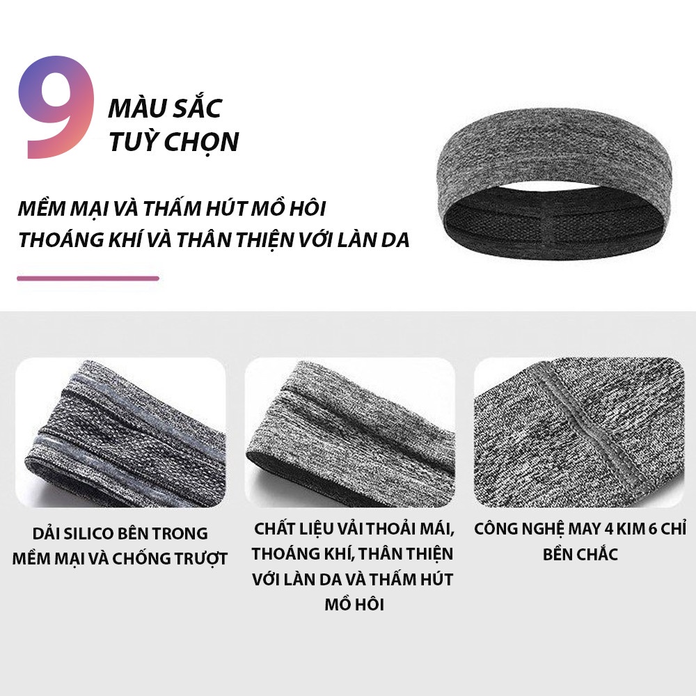 Băng đô thể thao thấm hút mồ hôi nam nữ, vải dệt kim không xù lông Yasu 2103