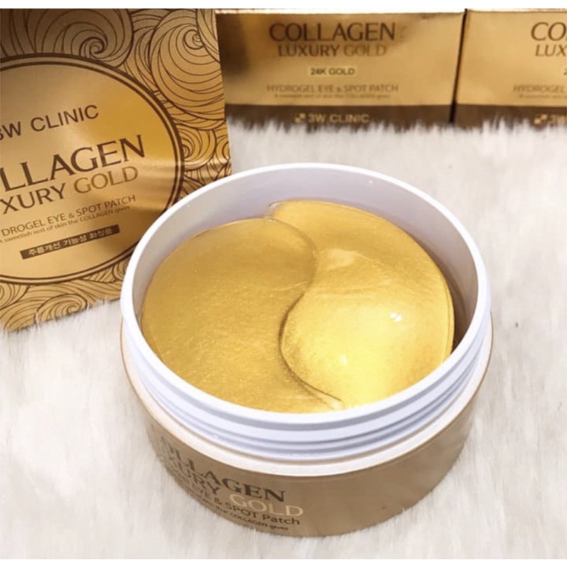 Mặt Nạ Mắt Tinh Chất Vàng giảm thâm 3W Clinic Collagen Luxury Gold Hydrogel Eye &amp; Spot Patch 90g