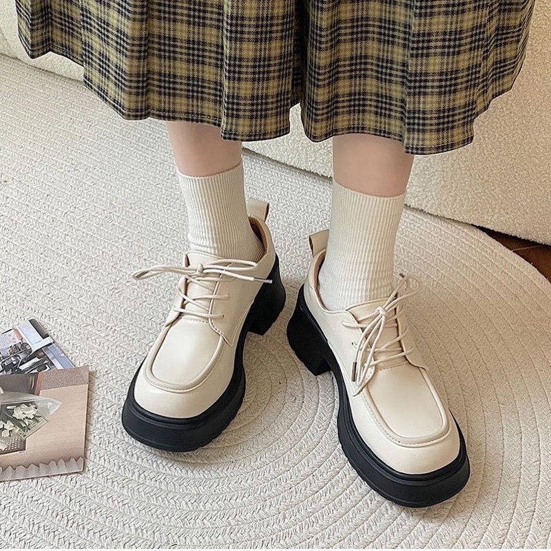 GIÀY OXFORD MŨI VUÔNG BUỘC DÂY ĐẾ 5CM-MOZZY SHOES