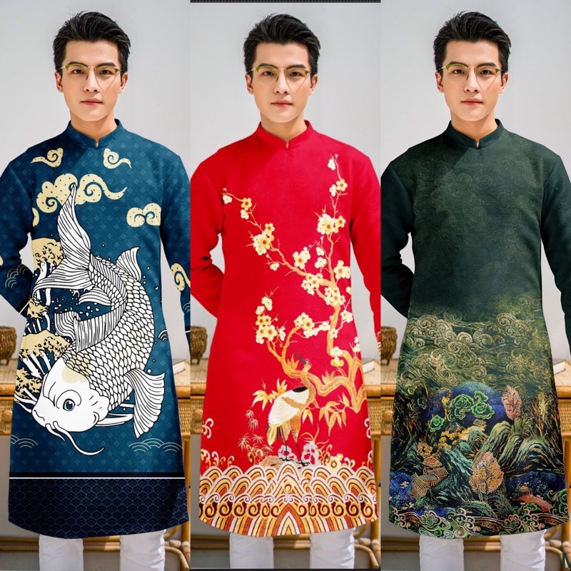 áo dài thiết kế chất gấm nam big size 50kg-95kg