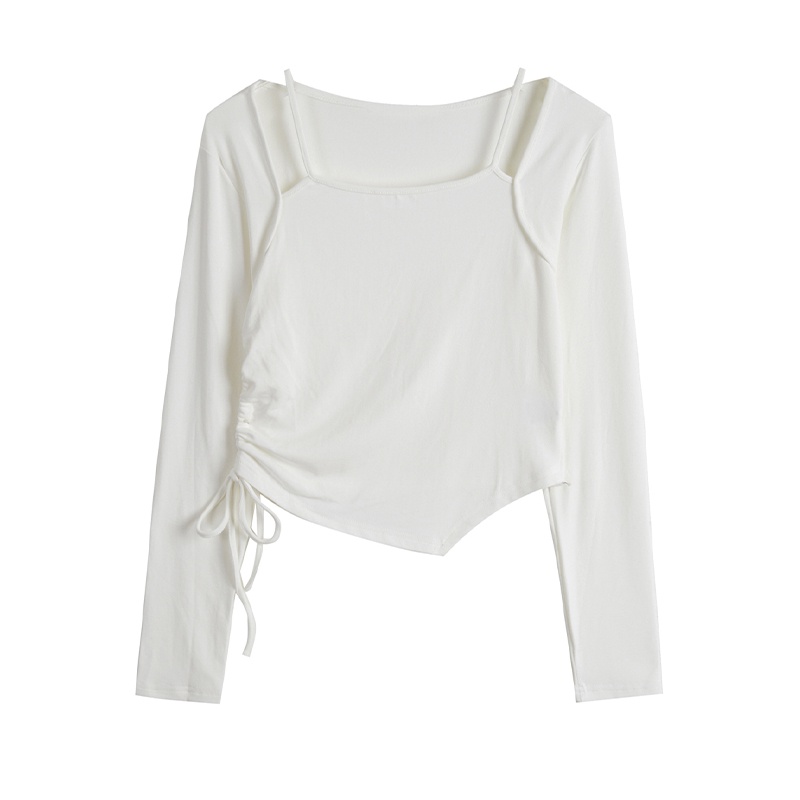 Áo thun SUXI tay dài màu trơn dáng ôm dễ phối đồ thời trang mùa thu cho nữ