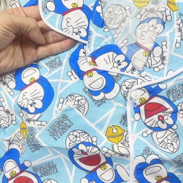 ✅ Pizama Cotton Đũi Nhật Bản Doremon xanh CD08 tay dài trẻ em đồ ngủ| đồ đi chơi bé trai gái