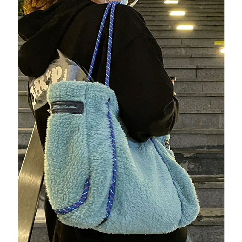 Yadou Túi Tote Đeo Vai Sức Chứa Lớn Màu Trơn Đơn Giản Thời Trang Hoang Dã Cho Học Sinh