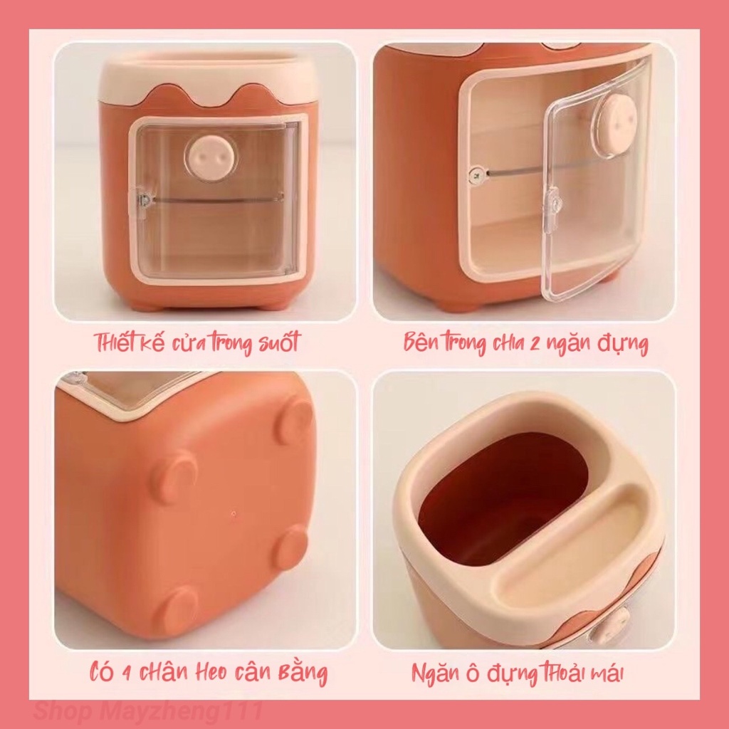 Ống đựng bút/ lọ cắm bút hoặc cọ trang điểm hình dán mũi heo cute tặng luôn hình dán sticker