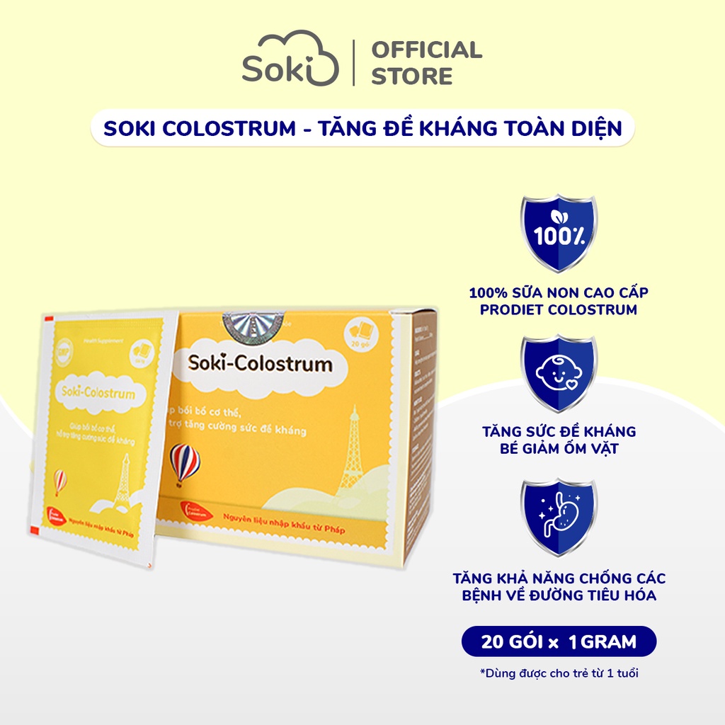 Sữa Non SOKI COLOSTRUM Giúp Bé Ăn Ngon, Tiêu Hóa Tốt, Đề Kháng Khỏe (1H x 20G x 3g)