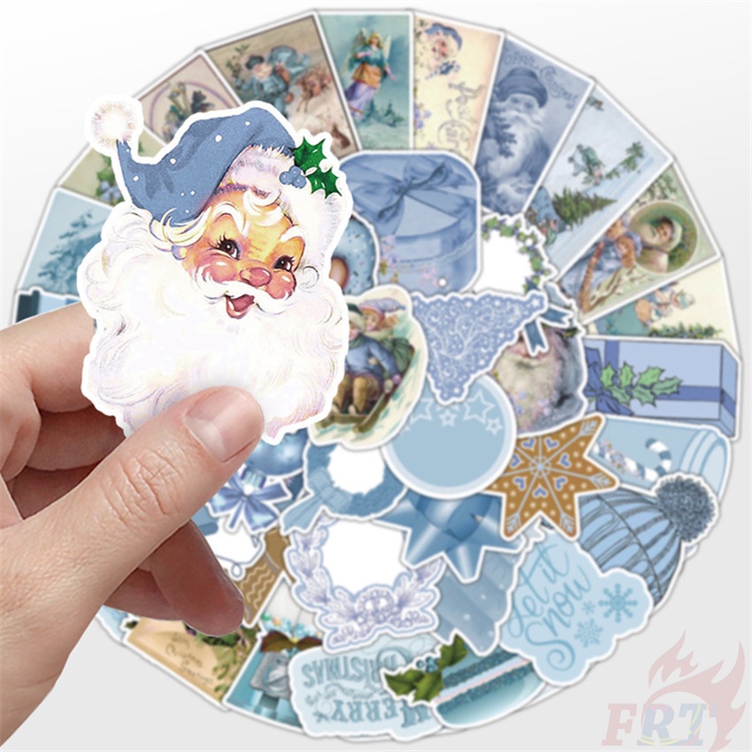❉ Set 01 Sticker Mini Trang Trí Giáng Sinh Phong Cách Retro ❉ Bộ 50 Sticker Chống Thấm Nước Họa Tiết Doodle Hợp Thời Trang