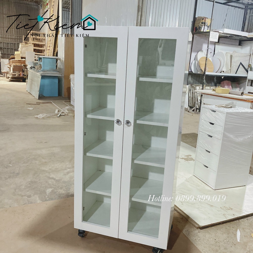 Tủ kính để túi xách quần áo nước hoa màu trắng Nội Thất Tiết Kiệm đã lắp đặt FREESHIP HCM TU79789