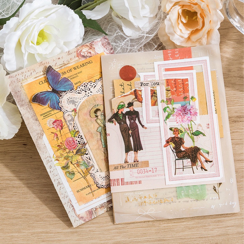 Bộ 40 Miếng Dán Chống Thấm Nước Phong Cách Vintage Dùng Trang Trí Sổ Tay