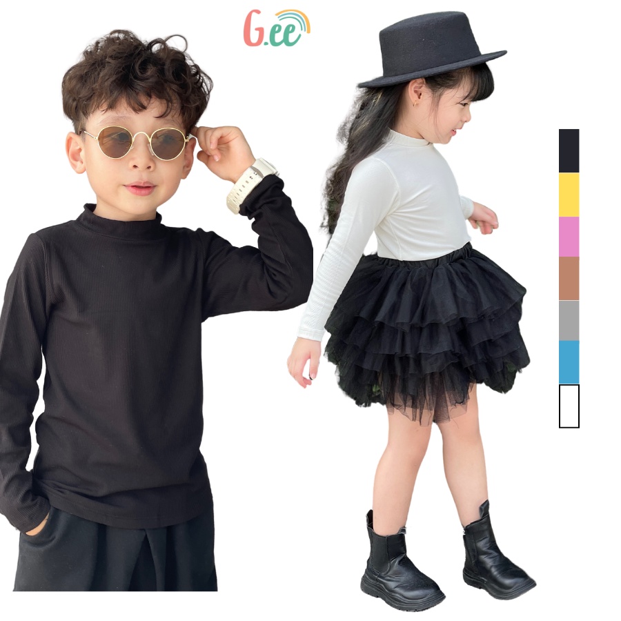 Áo len giữ nhiệt bé trai, bé gái vải sợi sồi cổ 3cm lót lông mềm mướt vô cùng dễ chịu, giữ ấm tốt