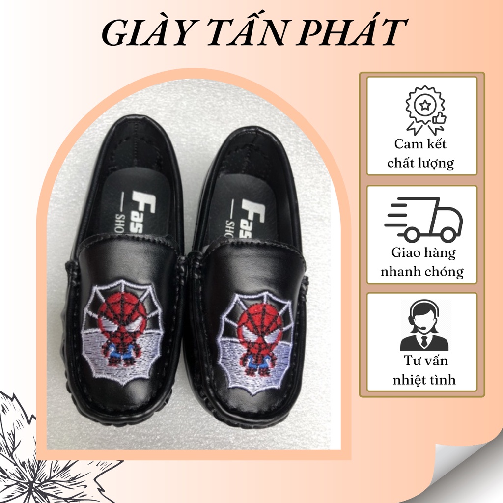 Giày Lười Giày Mọi Người Nhện - Giày Trẻ Em Cao Cấp Da Mềm Đế Êm Giúp Bé Đi Học Đi Chơi Thoải Mái