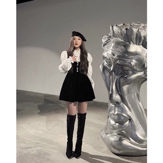 Set rời 3  món áo sơ mi tay bồng áo gile chân  váy nhung/ Lina.clothes