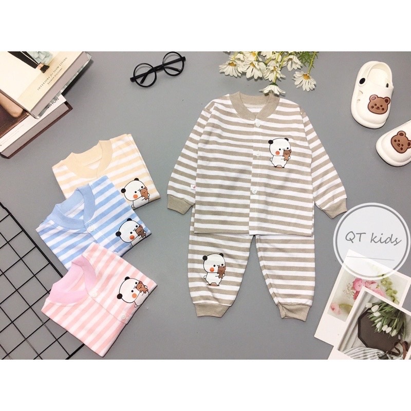 Bộ dài tay nỉ kẻ cao cấp cho bé
