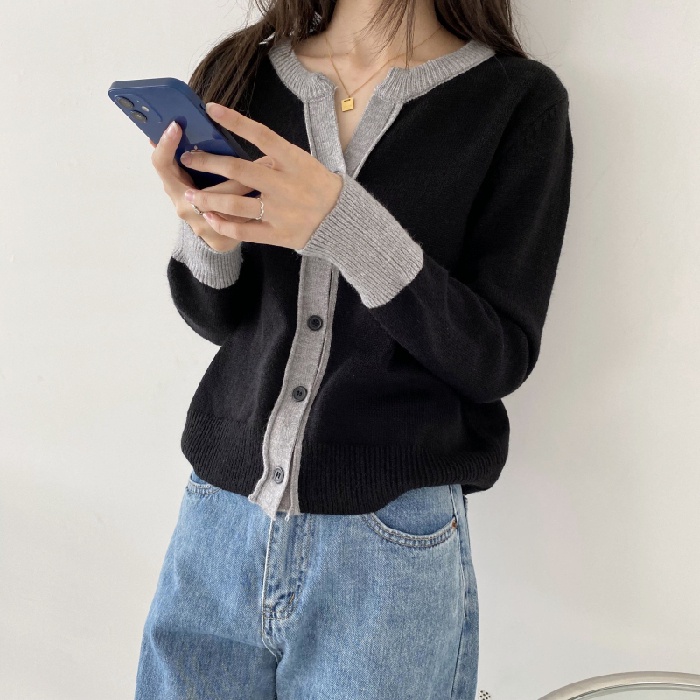 Áo dệt kim SUXI tay dài màu sắc đơn giản dễ phối đồ hợp thời trang