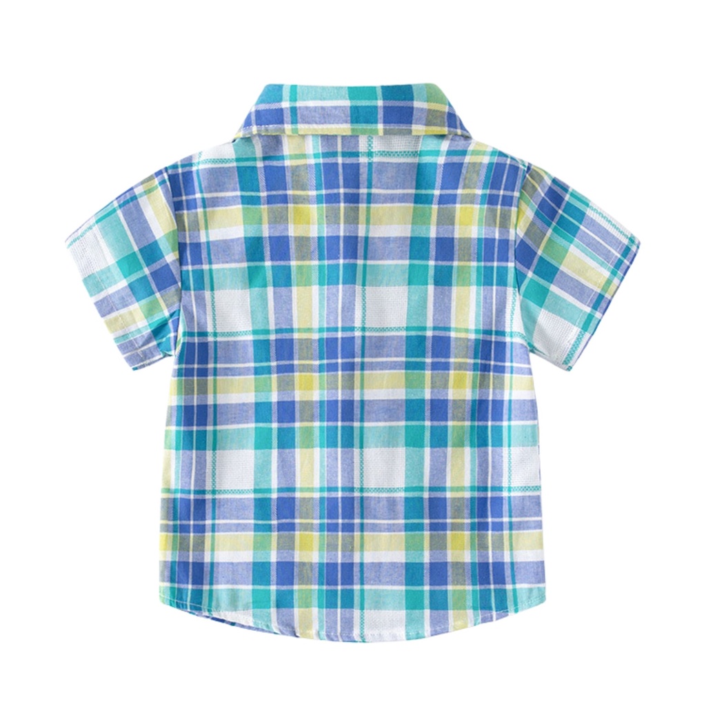 Áo sơ mi bé trai ngắn tay 27kids wellkids shirt cổ bẻ vải mềm đi học nam - ảnh sản phẩm 2