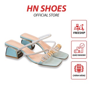 Giày Cao Gót Nữ HN SHOES 3P Dây Quai Đính Đá Gót Đồng Tinh Tế Sang Chảnh N8